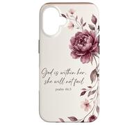 God is Within Her, She Will Not Fail Chrétien Fleurs Foi Art Coque pour iPhone 16