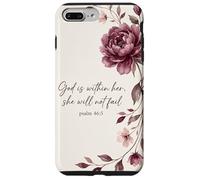 God is Within Her, She Will Not Fail Chrétien Fleurs Foi Art Coque pour iPhone 7 Plus/8 Plus