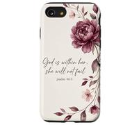 God is Within Her, She Will Not Fail Chrétien Fleurs Foi Art Coque pour iPhone SE (2020) / 7/8