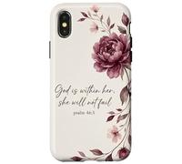 God is Within Her, She Will Not Fail Chrétien Fleurs Foi Art Coque pour iPhone X/XS