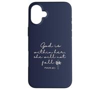 God is Within Her She Will Not Fall 46 5 Bible Verse Blue Coque pour iPhone 16 Plus
