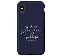 God is Within Her She Will Not Fall 46 5 Bible Verse Blue Coque pour iPhone X/XS