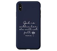 God is Within Her She Will Not Fall 46 5 Bible Verse Blue Coque pour iPhone XS Max