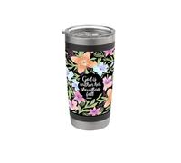 God is Within Her She Will Not Fall 46 5 Floral Garden Gobelet isotherme en acier inoxydable double paroi