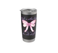 God is Within Her She Will Not Fall Christian Butterfly 46:5 Gobelet isotherme en acier inoxydable double paroi