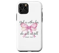 God is Within Her She Will Not Fall Girl Pink Bow Psalm 46:5 Coque pour iPhone 11 Pro