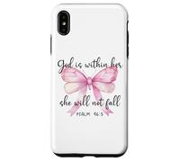 God is Within Her She Will Not Fall Girl Pink Bow Psalm 46:5 Coque pour iPhone XS Max