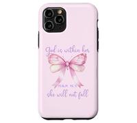 God is Within Her She Will Not Fall Pink Bow Girl Psalm 46:5 Coque pour iPhone 11 Pro