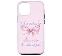 God is Within Her She Will Not Fall Pink Bow Girl Psalm 46:5 Coque pour iPhone 12/12 Pro