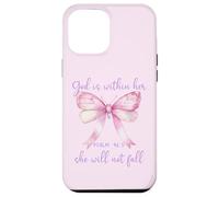 God is Within Her She Will Not Fall Pink Bow Girl Psalm 46:5 Coque pour iPhone 12 Pro Max