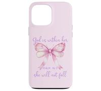 God is Within Her She Will Not Fall Pink Bow Girl Psalm 46:5 Coque pour iPhone 13 Pro Max