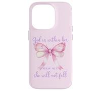 God is Within Her She Will Not Fall Pink Bow Girl Psalm 46:5 Coque pour iPhone 14 Pro