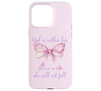 God is Within Her She Will Not Fall Pink Bow Girl Psalm 46:5 Coque pour iPhone 15 Pro Max