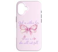 God is Within Her She Will Not Fall Pink Bow Girl Psalm 46:5 Coque pour iPhone 16