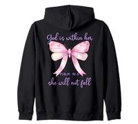 God is Within Her She Will Not Fall Pink Bow Girl Psalm 46:5 Sweat à Capuche