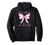 God is Within Her She Will Not Fall Pink Bow Girl Psalm 46:5 Sweat à Capuche