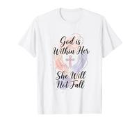 God is Within Her She Will Not Fall Psalm 46:5 Cross T-Shirt Graphique avec Valeur
