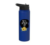 God is Within Her She Will Not Fall Psaume pour les femmes noires Stainless Steel Insulated Water Bottle