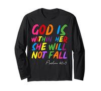 God is Within Her She Will Not Fall Shirt Manche Longue