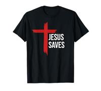 God Jesus Saves Sign Cross Christian Minimal Religious Faith T-Shirt