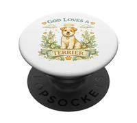 God Loves a Terrier Chien Ange Floral PopSockets PopGrip Adhésif