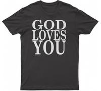 God Loves You Short Sleeve Christian Jesus, Fashion T-T-Shirts à Manches Courtes(Medium)