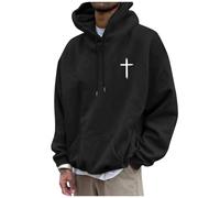 God Loves You Sweats et sweats à capuche pour homme tendance Jésus Graphic Tenues à capuche 2025 Lettre chrétienne Dessin animé avec capuche Mode Vintage Workou Uni Automne Collège Y2K, Noir , XL