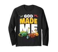 God Made Me - Christian Faith Kids Dinosaur Creation Manche Longue