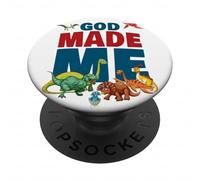 God Made Me - Christian Faith Kids Dinosaur Creation PopSockets PopGrip Adhésif