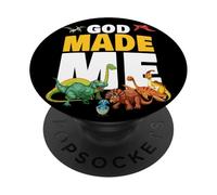 God Made Me - Christian Faith Kids Dinosaur Creation PopSockets PopGrip Adhésif