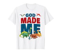 God Made Me - Christian Faith Kids Dinosaur Creation T-Shirt