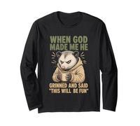 God Made Me Opossum Funny Sarcastic Coffee Lover Manche Longue