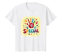 God Made Me Special Christians for Kids Empreinte colorée T-Shirt, Enfant, Blanc, 3 Ans