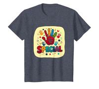 God Made Me Special Christians for Kids Empreinte colorée T-Shirt, Enfant, Bleu Chiné, 10 Ans