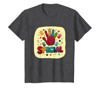 God Made Me Special Christians for Kids Empreinte colorée T-Shirt, Enfant, Chiné Foncé, 10 Ans