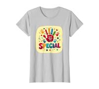 God Made Me Special Christians for Kids Empreinte colorée T-Shirt, Femme, Argent, 3XL