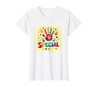 God Made Me Special Christians for Kids Empreinte colorée T-Shirt, Femme, Blanc, XXL