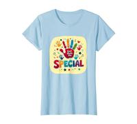 God Made Me Special Christians for Kids Empreinte colorée T-Shirt, Femme, Bleu Céleste, XS