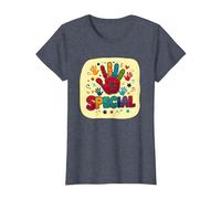 God Made Me Special Christians for Kids Empreinte colorée T-Shirt, Femme, Bleu Chiné, 3XL