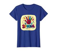 God Made Me Special Christians for Kids Empreinte colorée T-Shirt, Femme, Bleu Royal, S