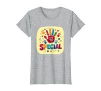 God Made Me Special Christians for Kids Empreinte colorée T-Shirt, Femme, Gris Chiné, M