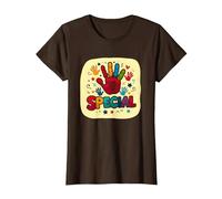 God Made Me Special Christians for Kids Empreinte colorée T-Shirt, Femme, Marron, XXL