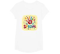 God Made Me Special Christians for Kids Empreinte colorée T-Shirt, Fille, Blanc, L
