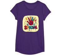God Made Me Special Christians for Kids Empreinte colorée T-Shirt, Fille, Violet, XS