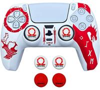 God Of War Coque Antidérapante En Silicone Pour Manette De Ps5 Sans Fil Avec Poignée De Pouce Blanc Et Rouge