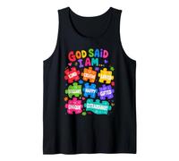 God Said I Am Colorful Puzzles Affirmations Sensibilisation à l'Autisme Débardeur