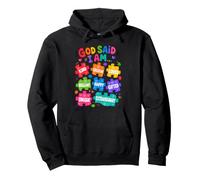 God Said I Am Colorful Puzzles Affirmations Sensibilisation à l'Autisme Sweat à Capuche