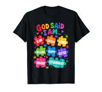 God Said I Am Colorful Puzzles Affirmations Sensibilisation à l'Autisme T-Shirt