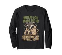 God Said, Made Me Fun Raccoon Sarcastic Humor Manche Longue