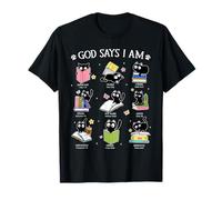 God Says I Am Cat Amateur de Livres Chrétien Mignon Jésus Filles Enfants T-Shirt